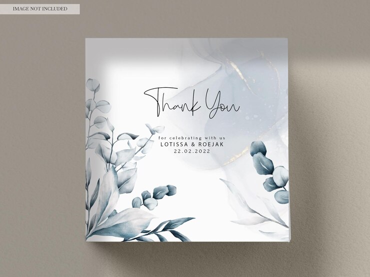 PSD gratuit élégant eucalyptus bleu et feuilles modèle de carte d'invitation de mariage