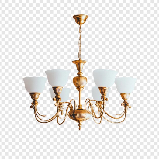 Un élégant lustre d'or avec des nuances de verre glacé Un appareil d'éclairage luxueux
