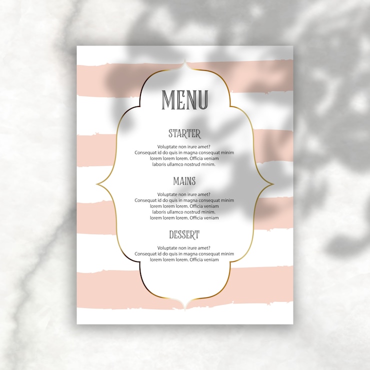PSD gratuit élégant menu modifiable avec superposition d'ombre