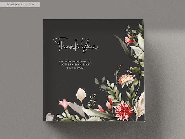 PSD gratuit Élégant modèle de carte d'invitation floral bohème vintage