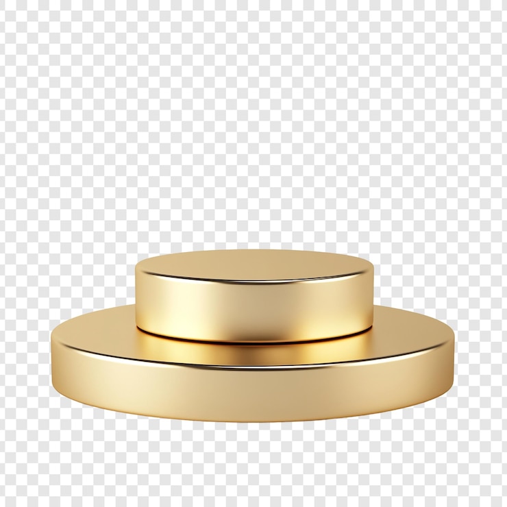 PSD gratuit elegant podium d'or un rendu 3d d'un stand d'affichage à deux niveaux