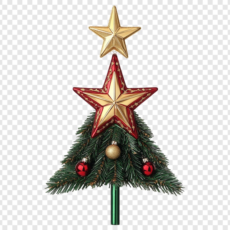 PSD gratuit un élégant sommet d'arbre de noël avec deux étoiles