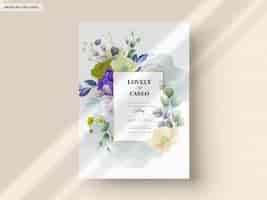 PSD gratuit Élégante carte d'invitation de mariage floral avec aquarelle