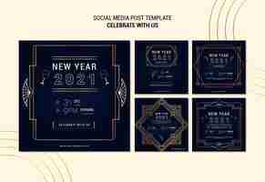 PSD gratuit Élégante collection de posts instagram pour la fête du nouvel an