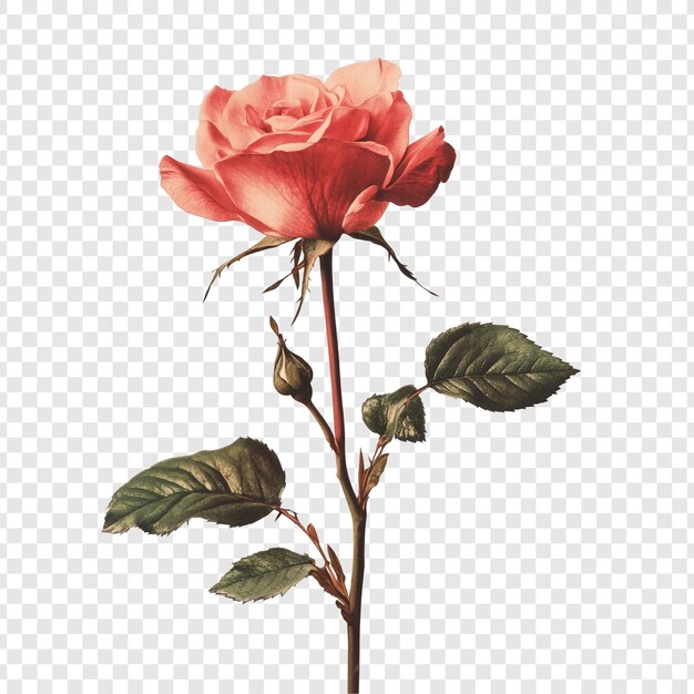 L'élégante fleur de rose rose est une illustration botanique