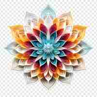 PSD gratuit Élément de conception fractale de mandala avec un motif de fleur isolé sur un fond transparent