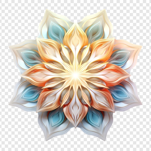 PSD gratuit Élément de conception fractale de mandala avec un motif de fleur isolé sur un fond transparent