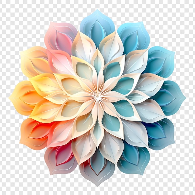 PSD gratuit Élément de conception fractale de mandala avec un motif de fleur isolé sur un fond transparent