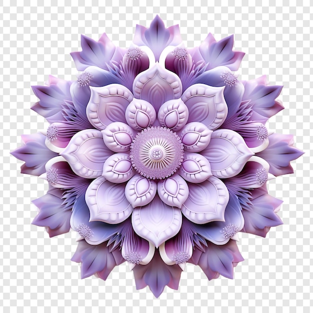 PSD gratuit Élément de conception fractale de mandala avec un motif de fleur isolé sur un fond transparent