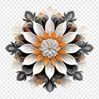 PSD gratuit Élément de conception fractale de mandala avec un motif de fleur isolé sur un fond transparent