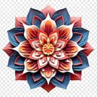 PSD gratuit Élément de conception fractale de mandala avec un motif de fleur isolé sur un fond transparent