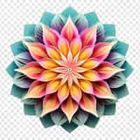 PSD gratuit Élément de conception fractale de mandala avec un motif de fleur isolé sur un fond transparent