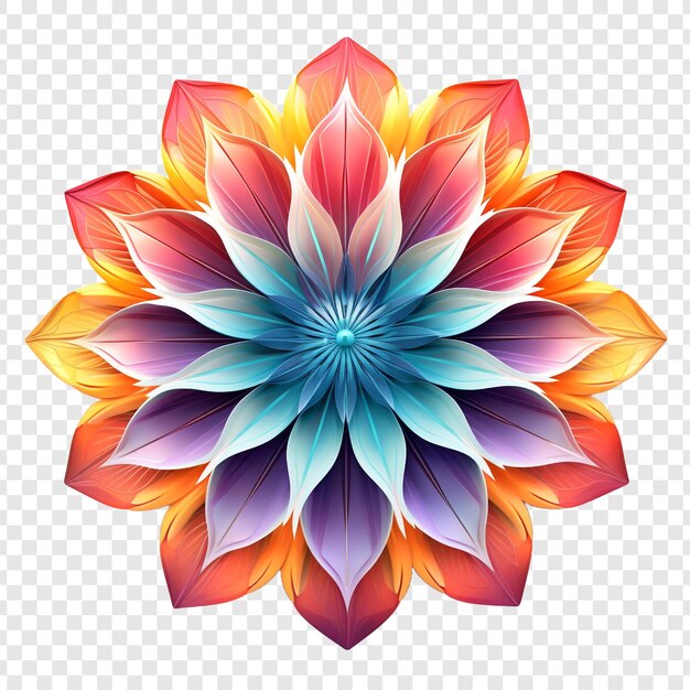 PSD gratuit Élément de conception fractale de mandala avec un motif de fleur isolé sur un fond transparent