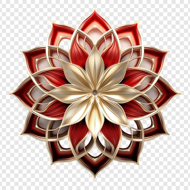 PSD gratuit Élément de conception fractale de mandala avec un motif de fleur isolé sur un fond transparent