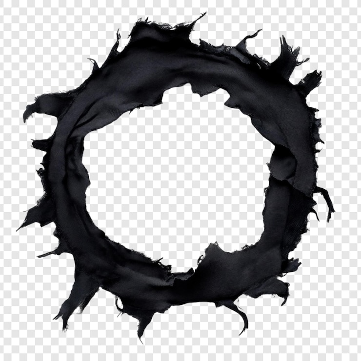 PSD gratuit élément de conception graphique d'un cadre circulaire déchiré par un trou noir abstrait