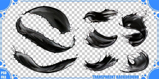 Éléments d'encre noire sur fond transparent