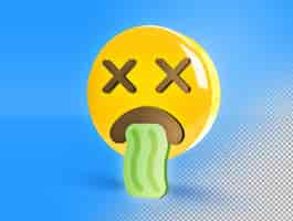 PSD gratuit emoji 3d circulaire avec visage qui vomit