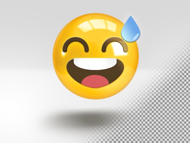 Emoji 3d Réaliste Avec Sourire En Relief Et Goutte De Sueur Froide