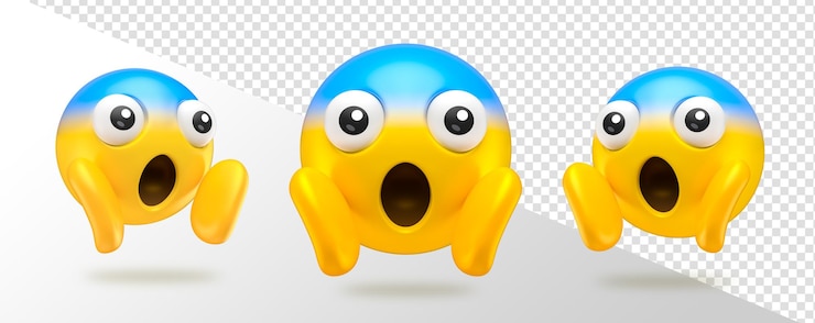 PSD gratuit emojis choqués avec un fond transparent