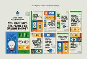 PSD gratuit l'énergie du design plat réduit les histoires d'instagram