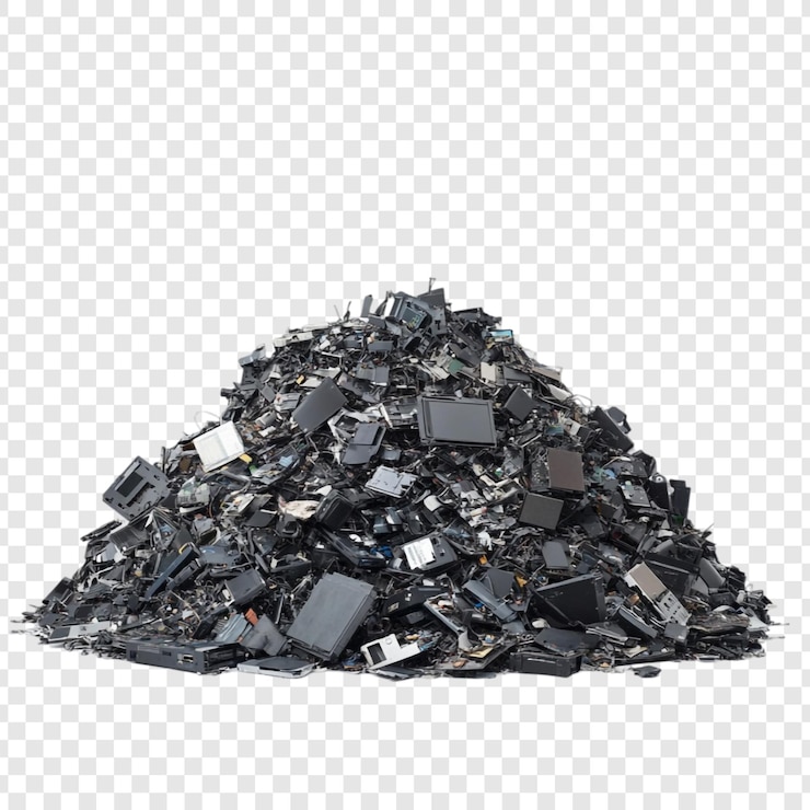 PSD gratuit une énorme pile de déchets une montagne d'appareils électroniques jetés
