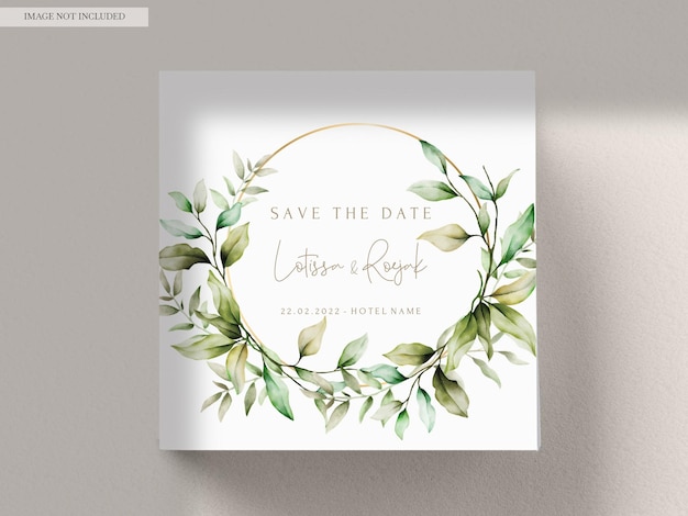 Ensemble de cartes d'invitation élégantes feuilles aquarelle