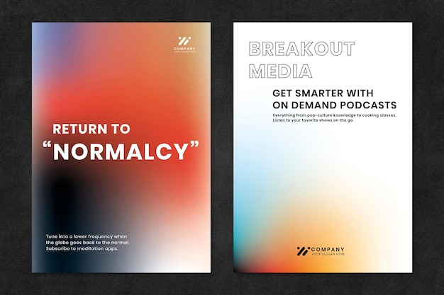 Ensemble double d'affiches psd de modèle de marketing technologique dégradé