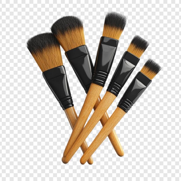 Un ensemble élégant de pinceaux de maquillage à poignées en bois à ferrule noire