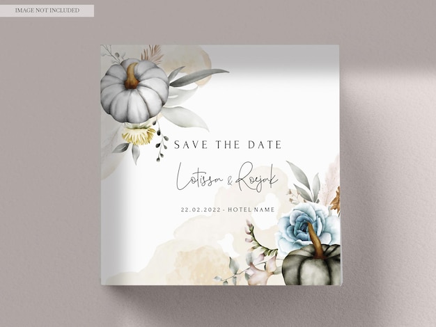 PSD gratuit un ensemble d'élégantes fleurs à l'aquarelle dessinées à la main invitation de mariage