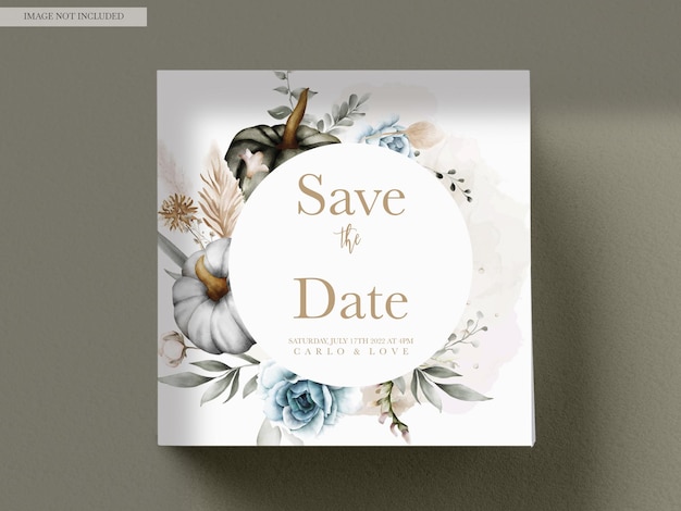 PSD gratuit un ensemble d'élégantes fleurs à l'aquarelle dessinées à la main invitation de mariage