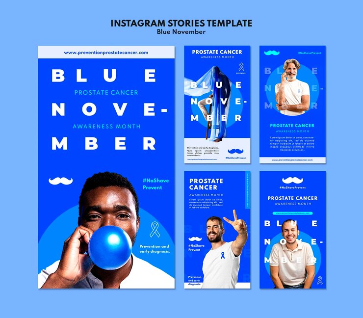 PSD gratuit ensemble d'histoires instagram de sensibilisation au cancer de la prostate