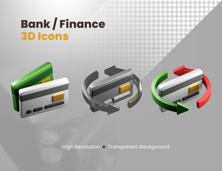 PSD gratuit ensemble d’icônes 3d finance banque