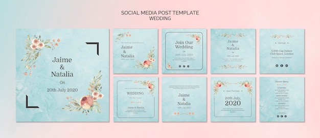 Ensemble D'invitations De Mariage Pour Les Médias Sociaux