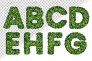 PSD gratuit ensemble de lettres de l'alphabet d'herbe a à h