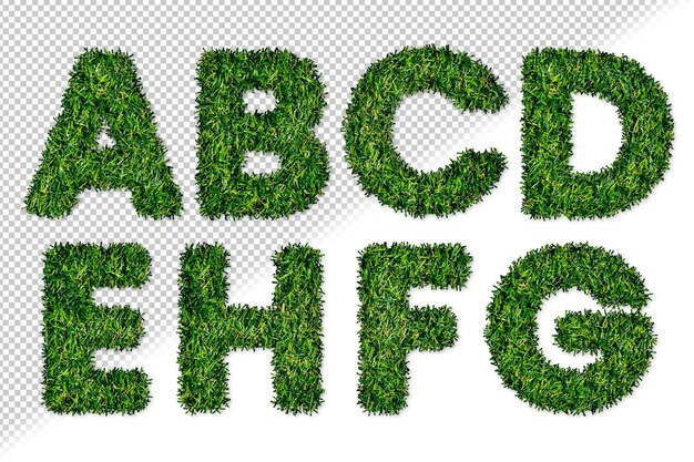 Ensemble de lettres de l'alphabet d'herbe A à H