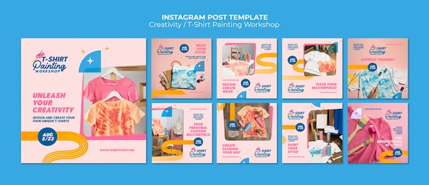 PSD gratuit un ensemble de modèles de posts instagram de créativité