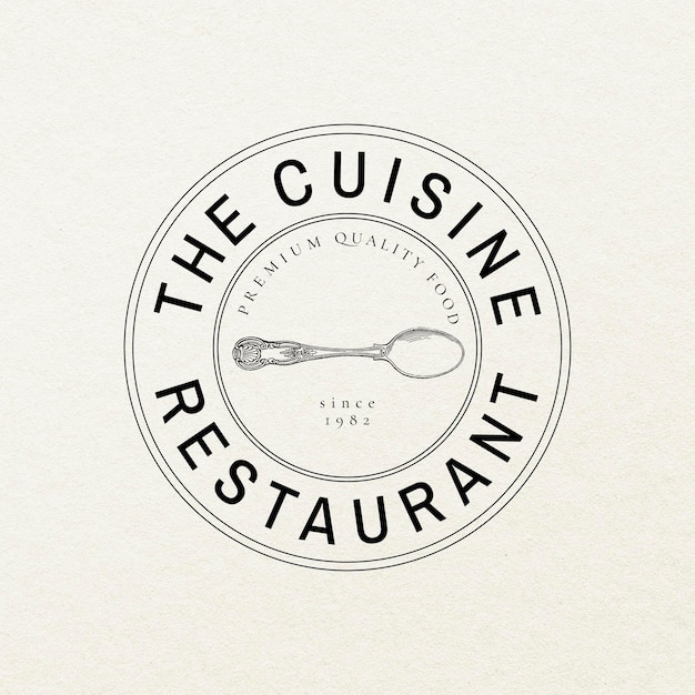 Ensemble psd de modèle de badge vintage de restaurant, remixé à partir d'œuvres d'art du domaine public