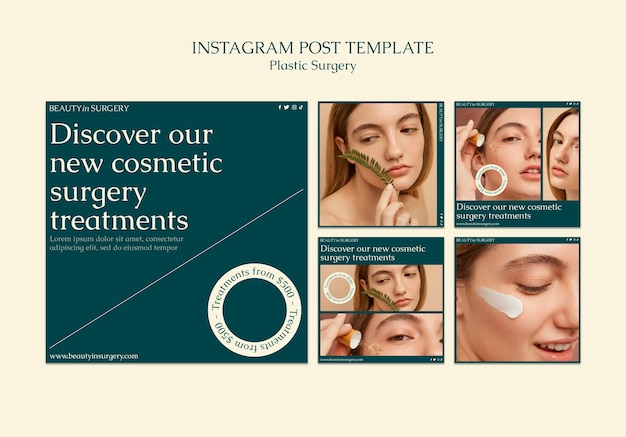 PSD gratuit ensemble de publication instagram de chirurgie plastique