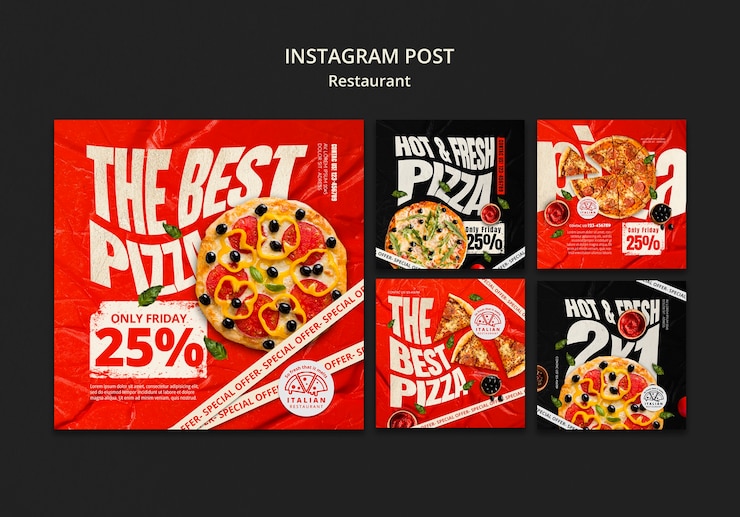 PSD gratuit ensemble de publication instagram de délicieuse cuisine italienne