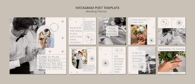 Ensemble De Publication Instagram De Planificateur De Mariage Minimal