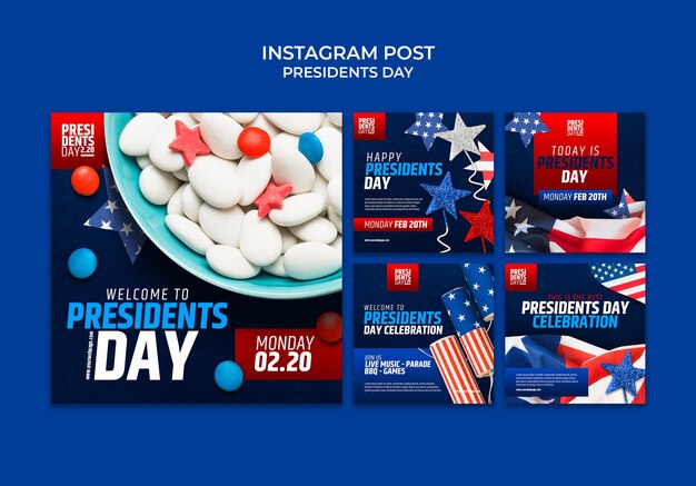 Ensemble de publications instagram pour la célébration de la journée des présidents