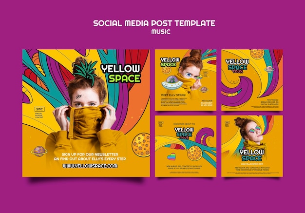 PSD gratuit ensemble de publications instagram pour un nouvel album de musique