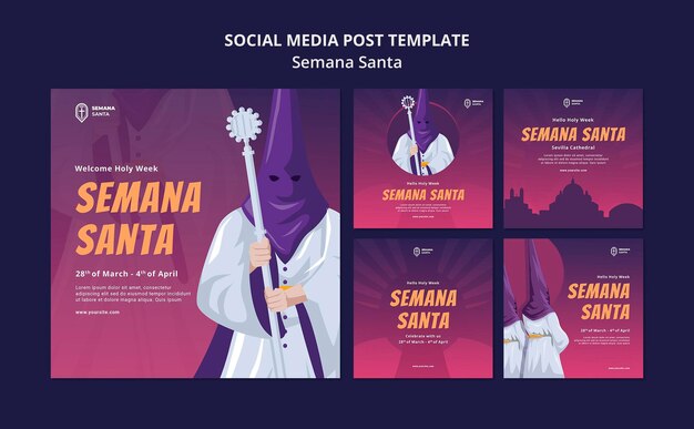 Ensemble de publications sur les médias sociaux Semana Santa