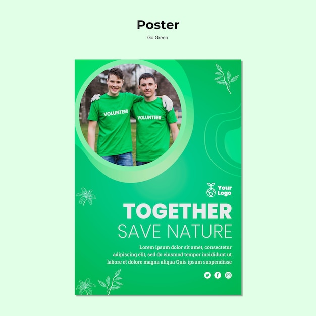 PSD gratuit ensemble, sauver le modèle d'affiche de la nature