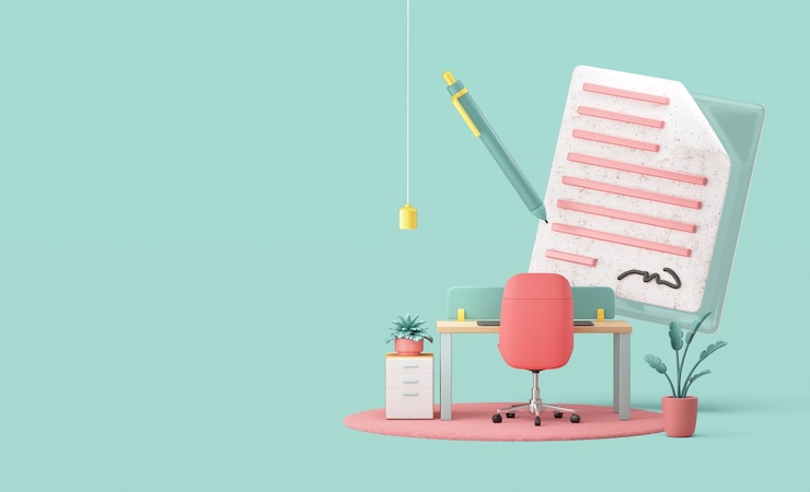 PSD gratuit espace de travail de bureau moderne