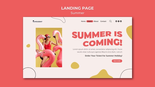 PSD gratuit l'été arrive modèle de page de destination