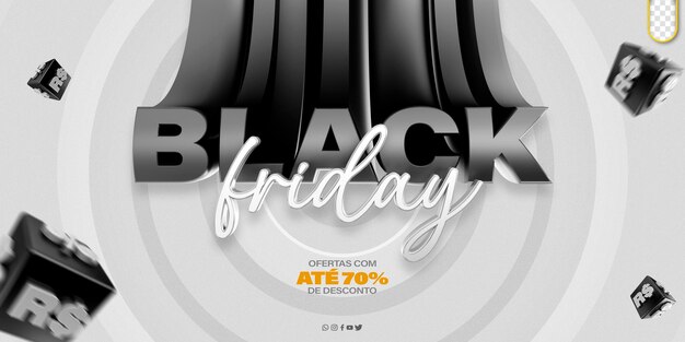 Étiquette 3d du vendredi noir pour les promotions et les remises des campagnes publicitaires