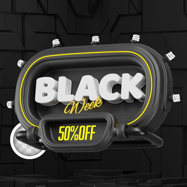 Étiquette de la semaine du Black Friday avec des lumières autour