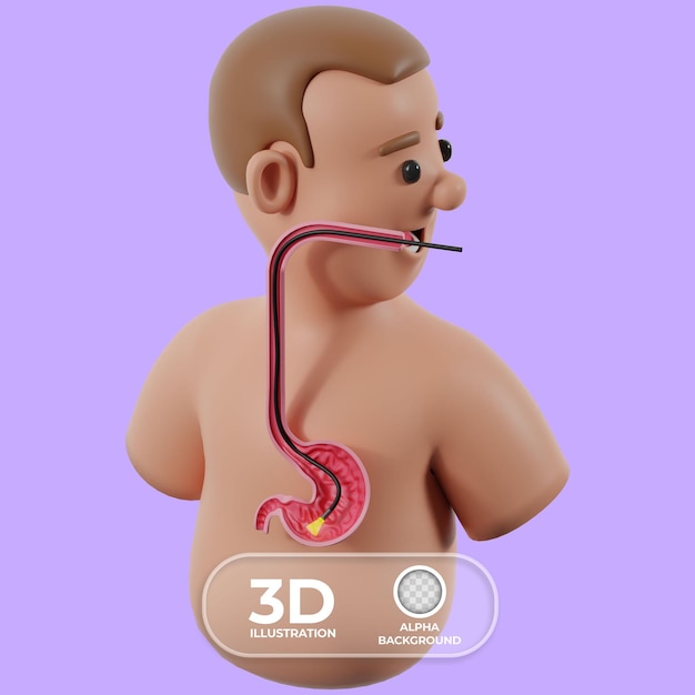 Examen de l'estomac par coloscopie illustration 3D
