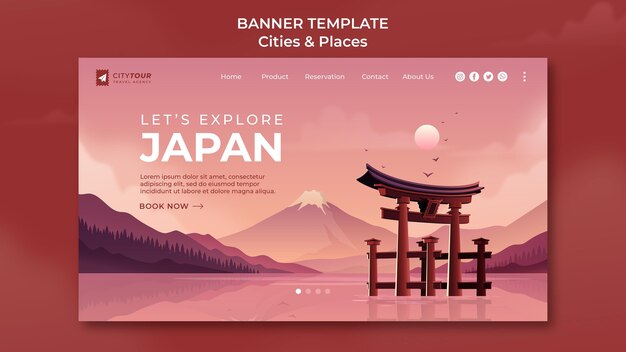 Explorez la bannière horizontale du Japon